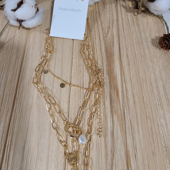 ⭐️⭐️NEW⭐️⭐️BEAUTIFUL!! Bohomeian Faux Pearl 3 Layer Disc Charm Necklace - Picture 13 of 16